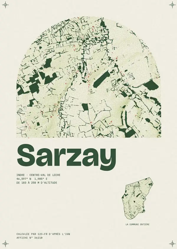 Affiche de Sarzay, calculée par 123-fr d'après l'IGN