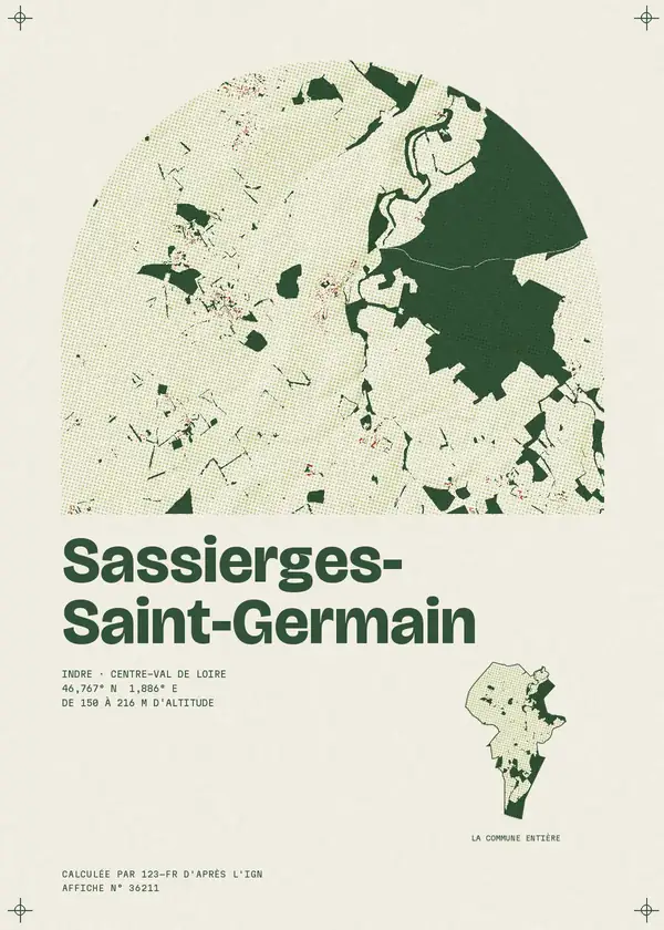 Affiche de Sassierges-Saint-Germain, calculée par 123-fr d'après l'IGN