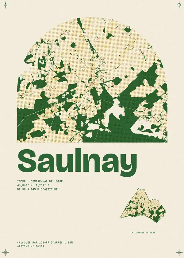 Affiche de Saulnay, calculée par 123-fr d'après l'IGN