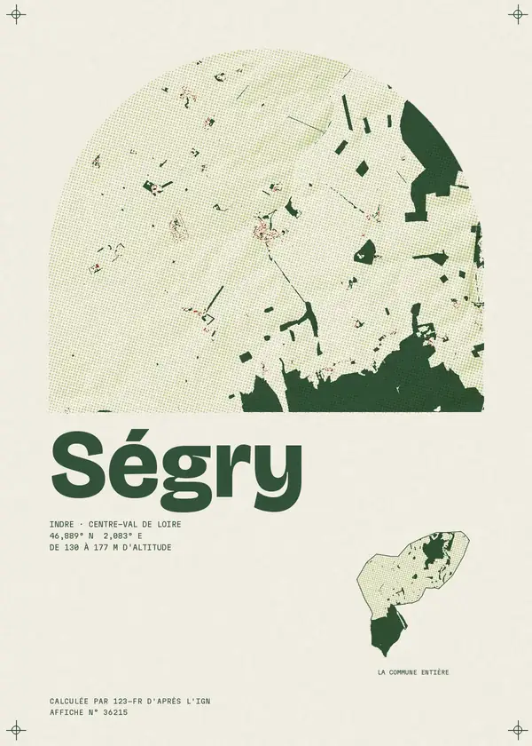 Affiche de Ségry, calculée par 123-fr d'après l'IGN