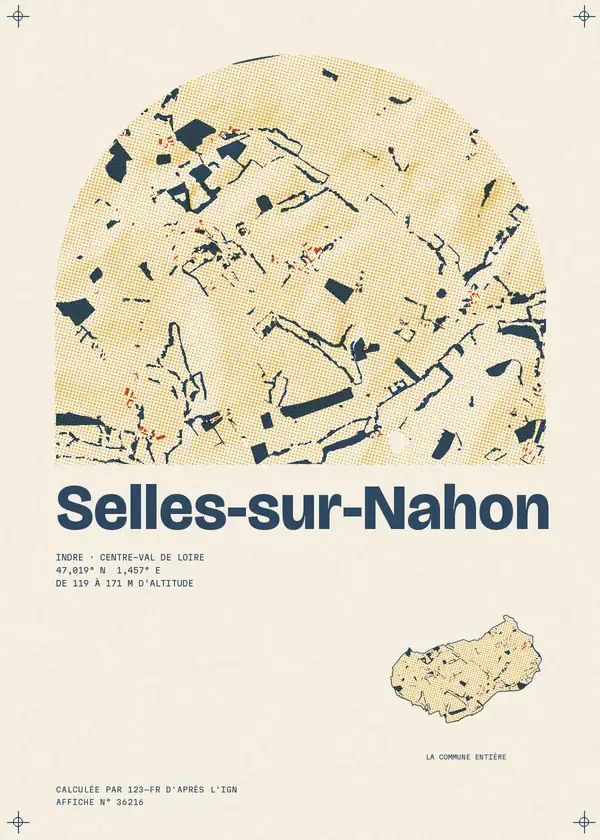 Affiche de Selles-sur-Nahon, calculée par 123-fr d'après l'IGN