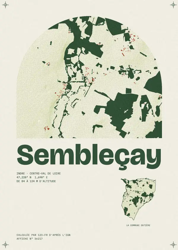 Affiche de Sembleçay, calculée par 123-fr d'après l'IGN