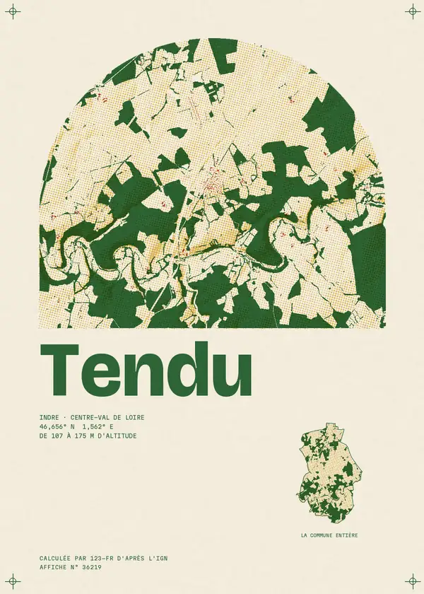 Affiche de Tendu, calculée par 123-fr d'après l'IGN
