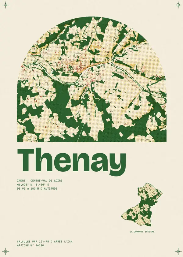 Affiche de Thenay, calculée par 123-fr d'après l'IGN