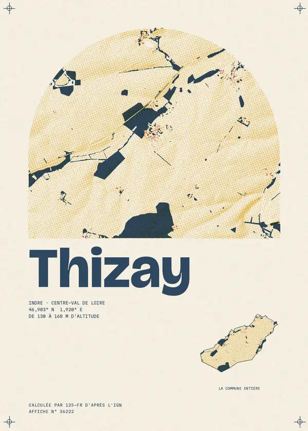 Affiche de Thizay, calculée par 123-fr d'après l'IGN