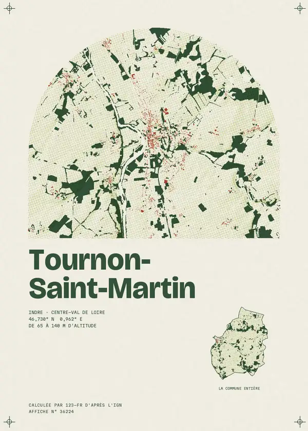 Affiche de Tournon-Saint-Martin, calculée par 123-fr d'après l'IGN