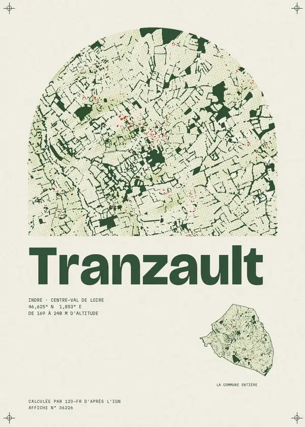 Affiche de Tranzault, calculée par 123-fr d'après l'IGN