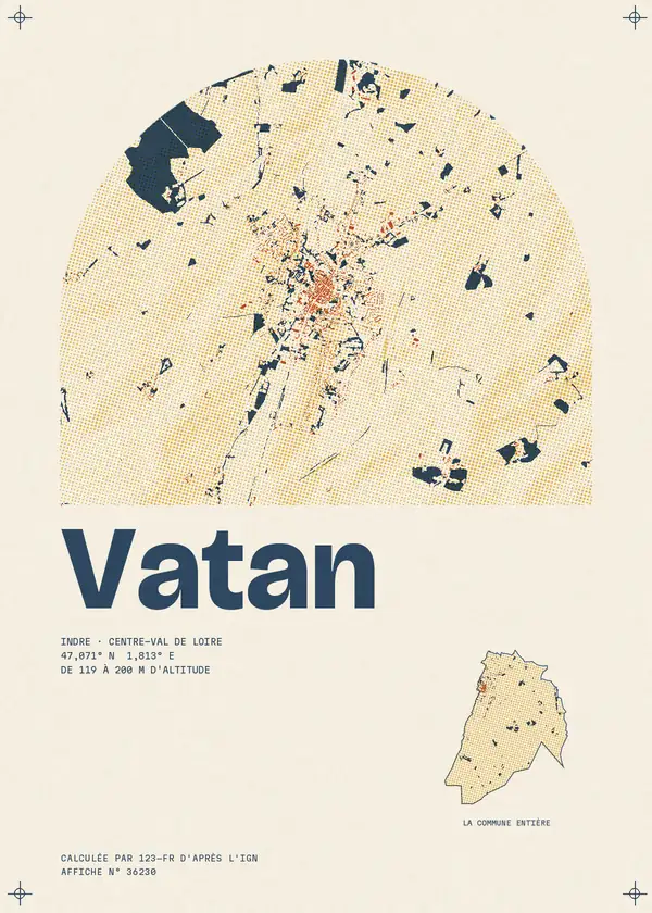 Affiche de Vatan, calculée par 123-fr d'après l'IGN