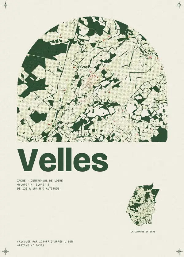 Affiche de Velles, calculée par 123-fr d'après l'IGN