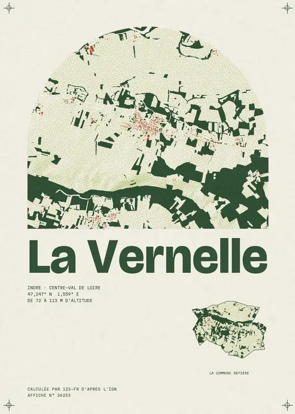Affiche de La Vernelle, calculée par 123-fr d'après l'IGN