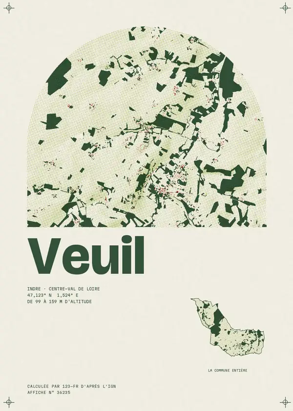 Affiche de Veuil, calculée par 123-fr d'après l'IGN