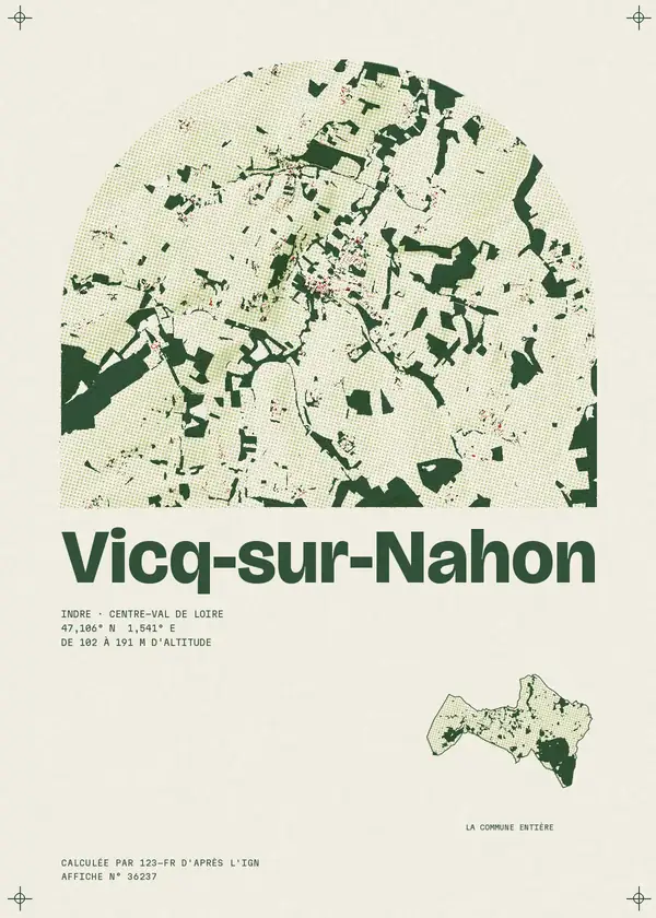 Affiche de Vicq-sur-Nahon, calculée par 123-fr d'après l'IGN