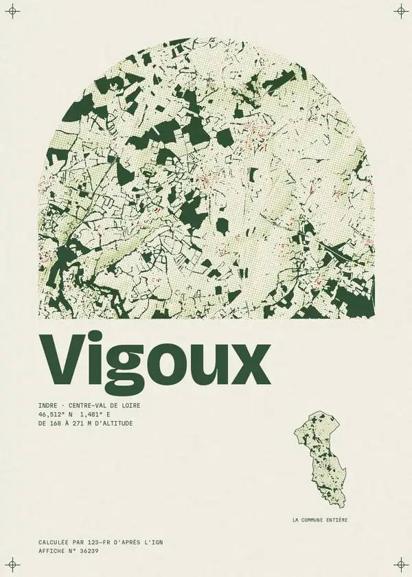 Affiche de Vigoux, calculée par 123-fr d'après l'IGN
