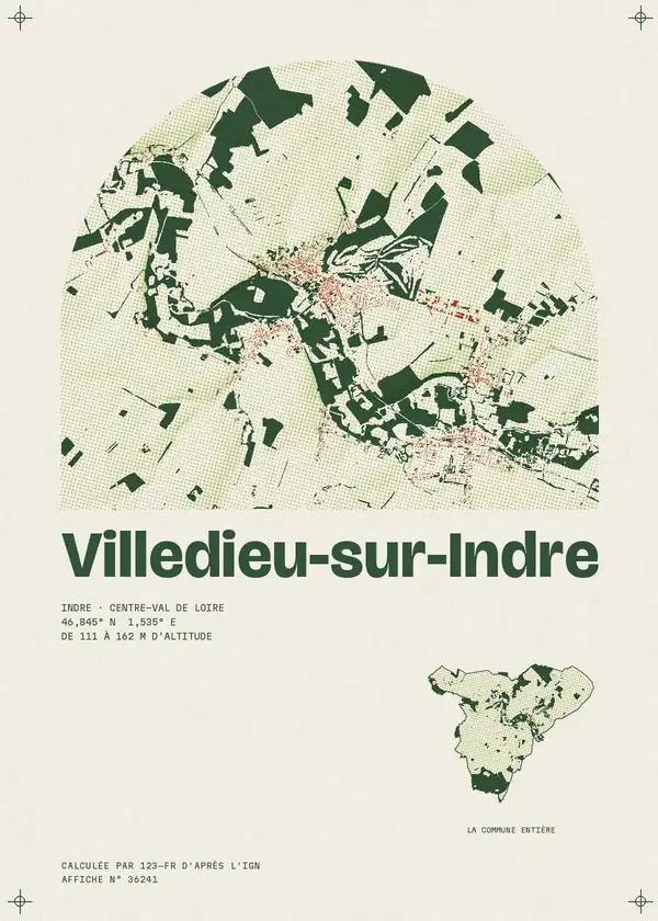 Affiche de Villedieu-sur-Indre, calculée par 123-fr d'après l'IGN