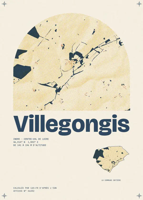 Affiche de Villegongis, calculée par 123-fr d'après l'IGN