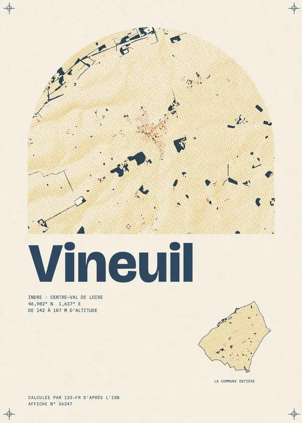 Affiche de Vineuil, calculée par 123-fr d'après l'IGN