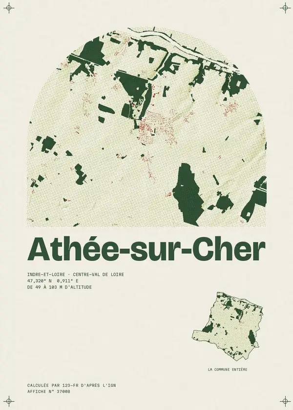Affiche de Athée-sur-Cher, calculée par 123-fr d'après l'IGN