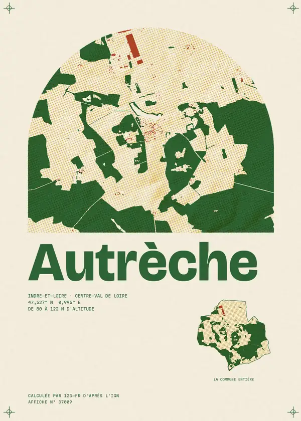 Affiche de Autrèche, calculée par 123-fr d'après l'IGN