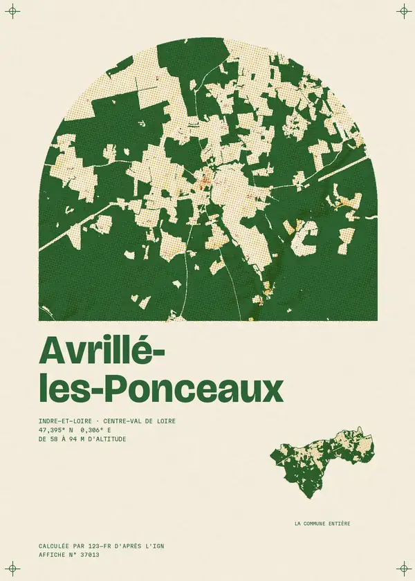 Affiche de Avrillé-les-Ponceaux, calculée par 123-fr d'après l'IGN