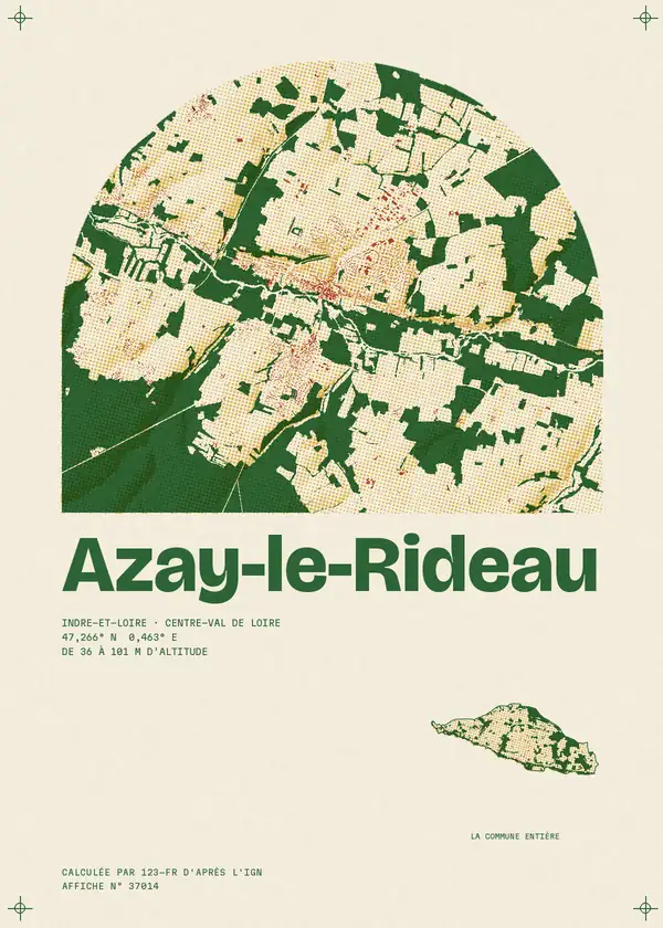 Affiche de Azay-le-Rideau, calculée par 123-fr d'après l'IGN