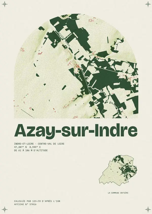 Affiche de Azay-sur-Indre, calculée par 123-fr d'après l'IGN