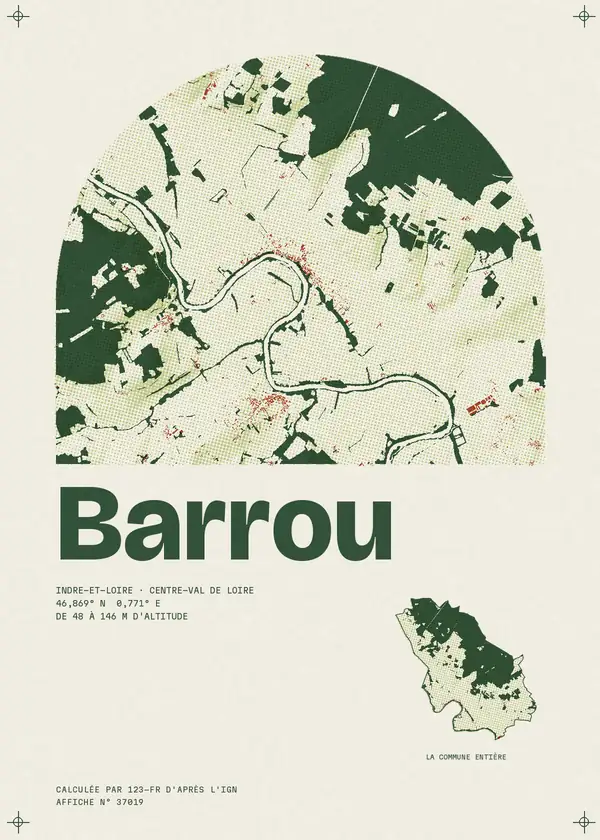 Affiche de Barrou, calculée par 123-fr d'après l'IGN