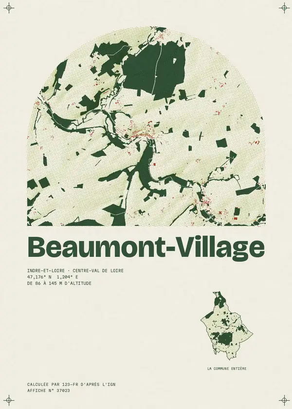 Affiche de Beaumont-Village, calculée par 123-fr d'après l'IGN