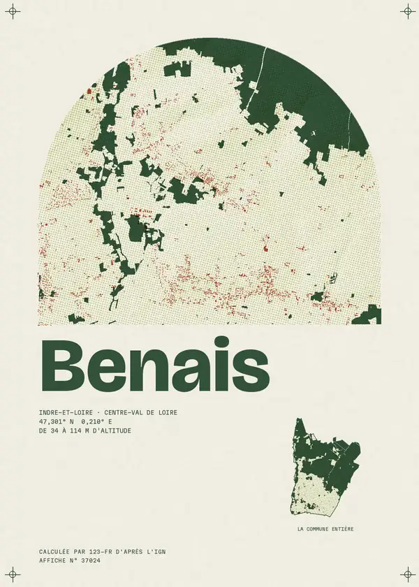 Affiche de Benais, calculée par 123-fr d'après l'IGN