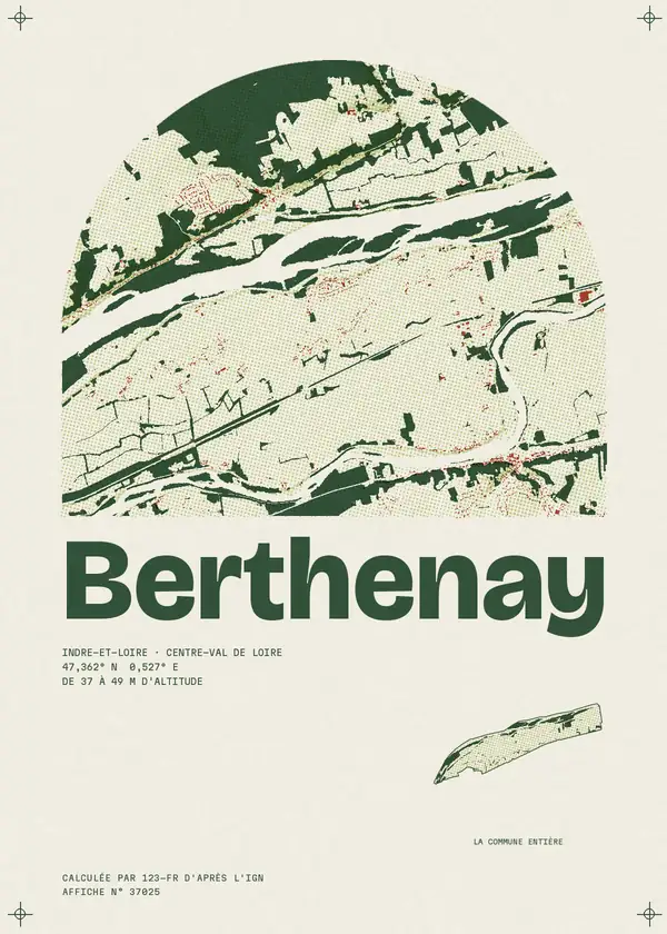 Affiche de Berthenay, calculée par 123-fr d'après l'IGN