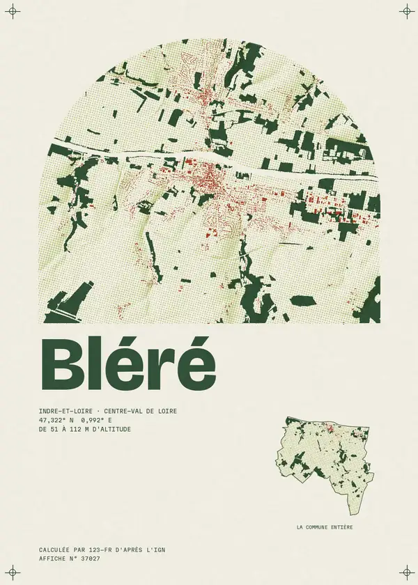 Affiche de Bléré, calculée par 123-fr d'après l'IGN