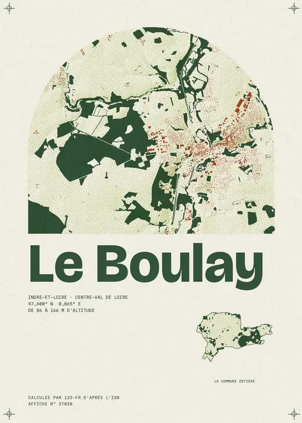 Affiche de Le Boulay, calculée par 123-fr d'après l'IGN