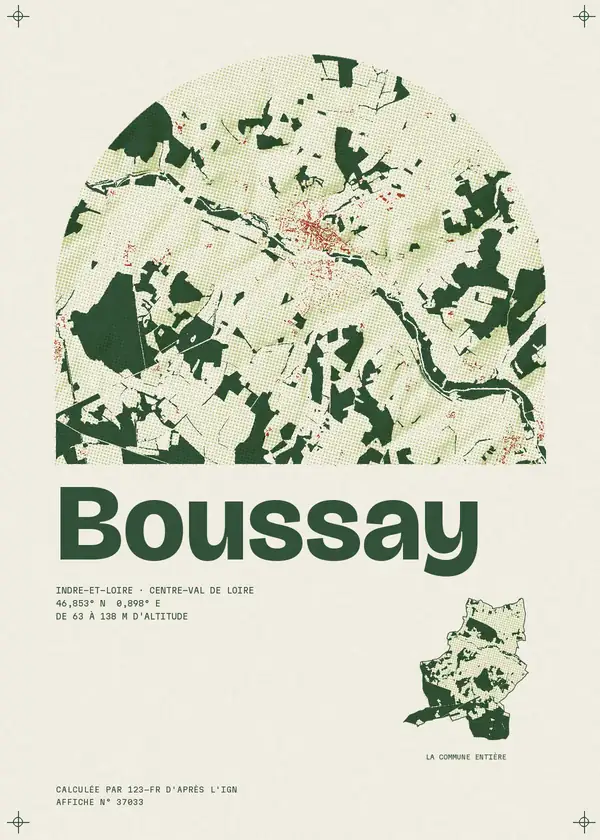 Affiche de Boussay, calculée par 123-fr d'après l'IGN