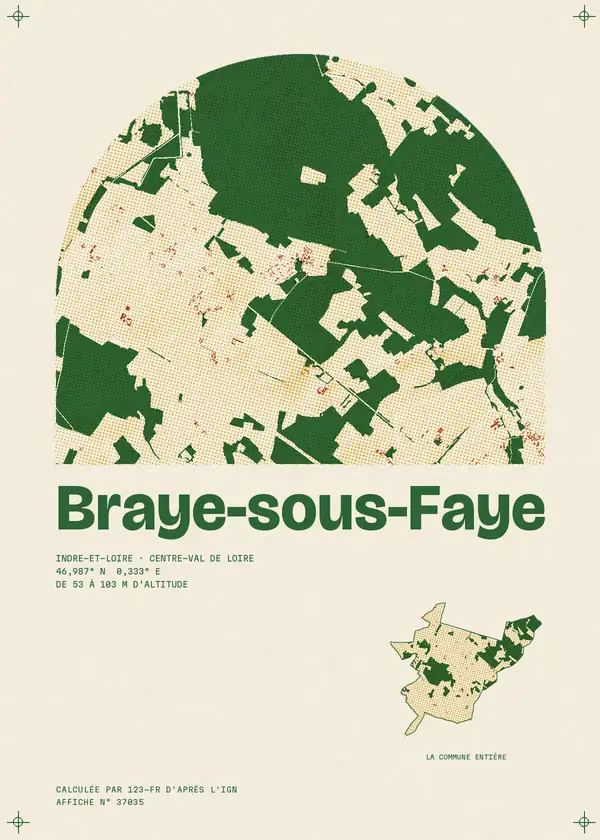 Affiche de Braye-sous-Faye, calculée par 123-fr d'après l'IGN