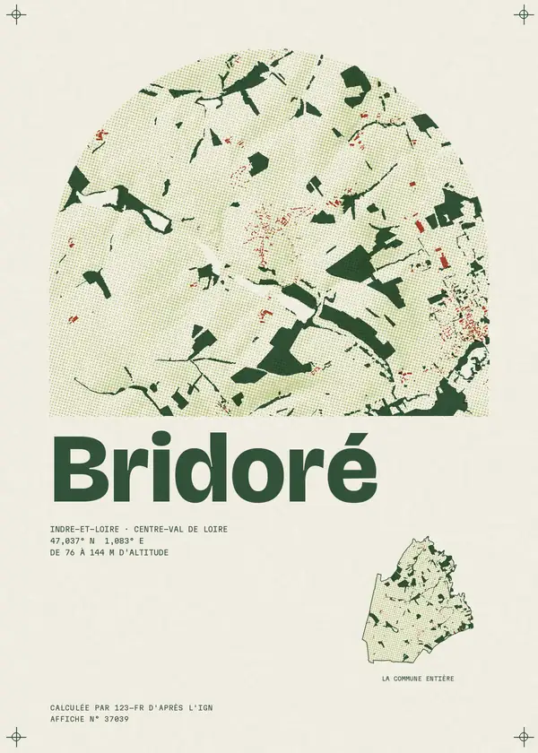 Affiche de Bridoré, calculée par 123-fr d'après l'IGN
