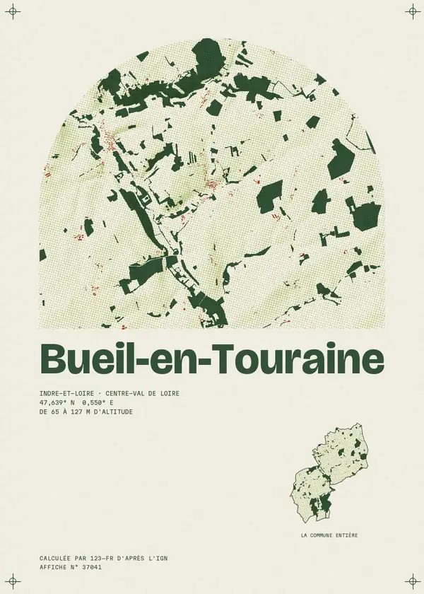 Affiche de Bueil-en-Touraine, calculée par 123-fr d'après l'IGN