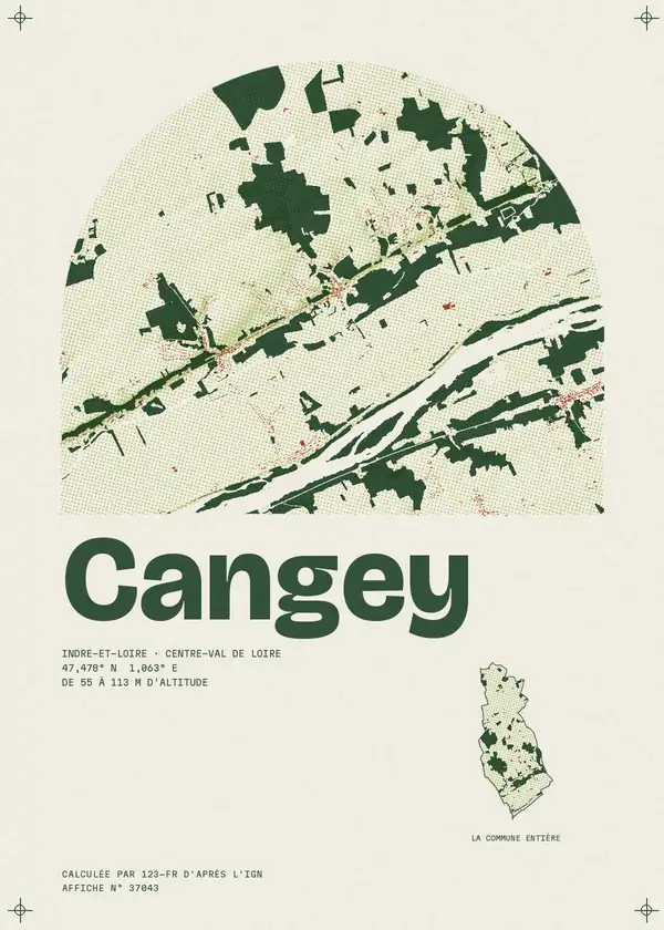 Affiche de Cangey, calculée par 123-fr d'après l'IGN