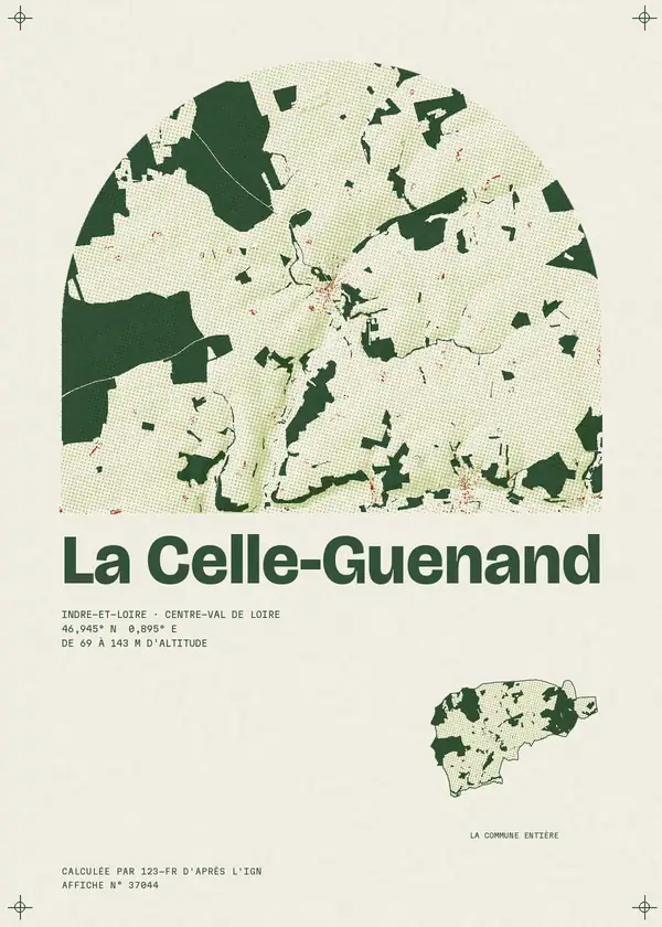Affiche de La Celle-Guenand, calculée par 123-fr d'après l'IGN