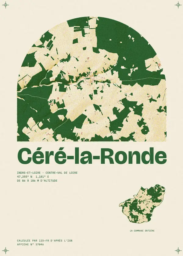 Affiche de Céré-la-Ronde, calculée par 123-fr d'après l'IGN