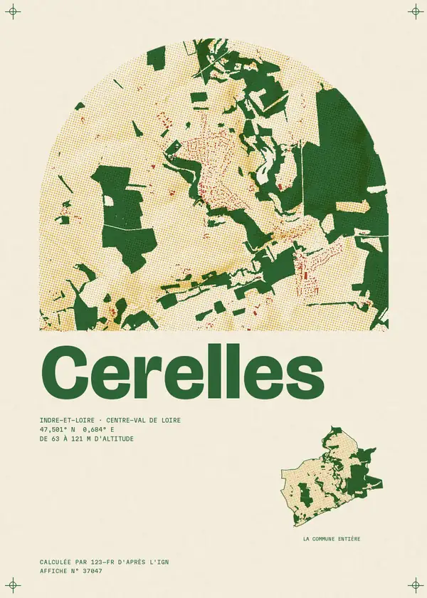 Affiche de Cerelles, calculée par 123-fr d'après l'IGN