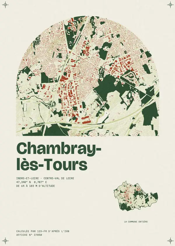 Affiche de Chambray-lès-Tours, calculée par 123-fr d'après l'IGN