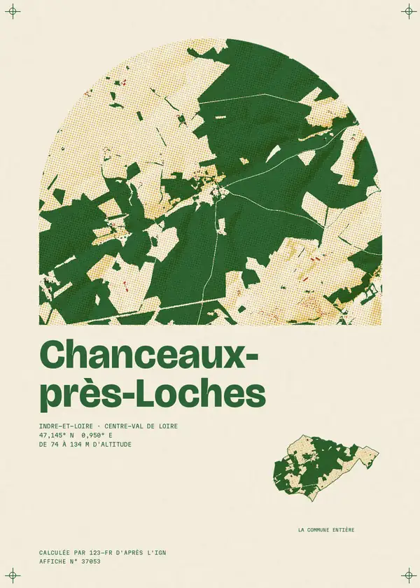 Affiche de Chanceaux-près-Loches, calculée par 123-fr d'après l'IGN