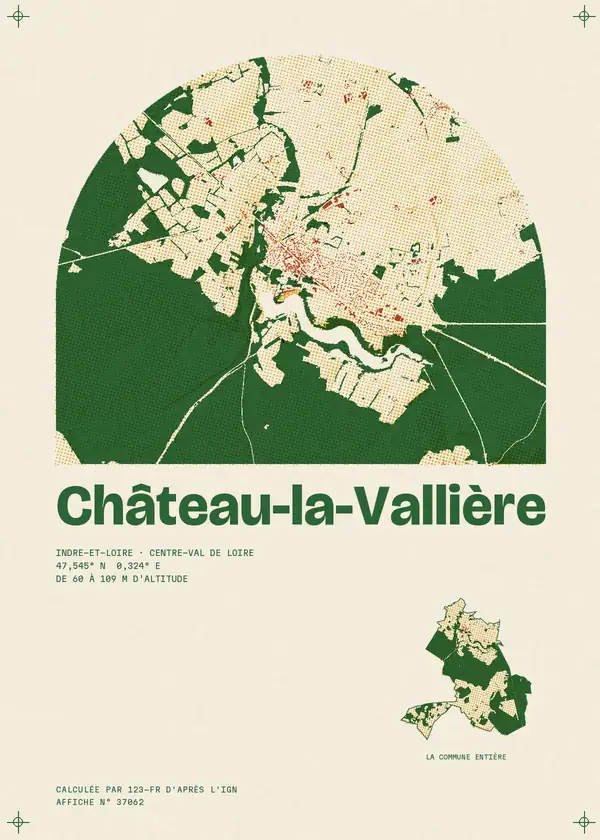 Affiche de Château-la-Vallière, calculée par 123-fr d'après l'IGN