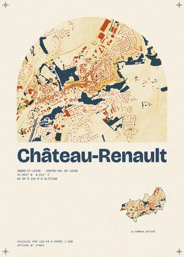 Affiche de Château-Renault, calculée par 123-fr d'après l'IGN