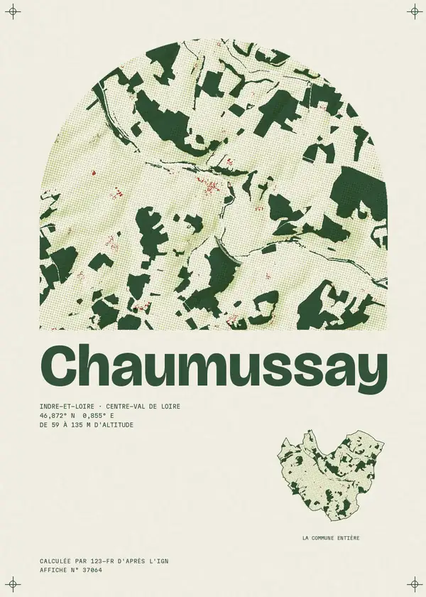 Affiche de Chaumussay, calculée par 123-fr d'après l'IGN