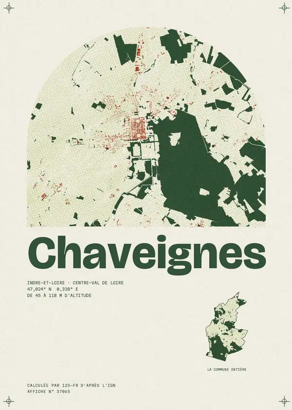 Affiche de Chaveignes, calculée par 123-fr d'après l'IGN