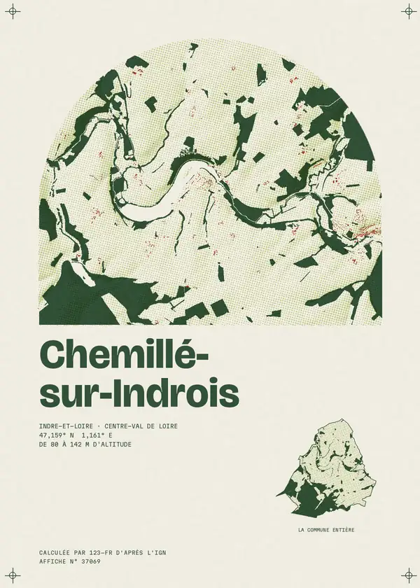 Affiche de Chemillé-sur-Indrois, calculée par 123-fr d'après l'IGN