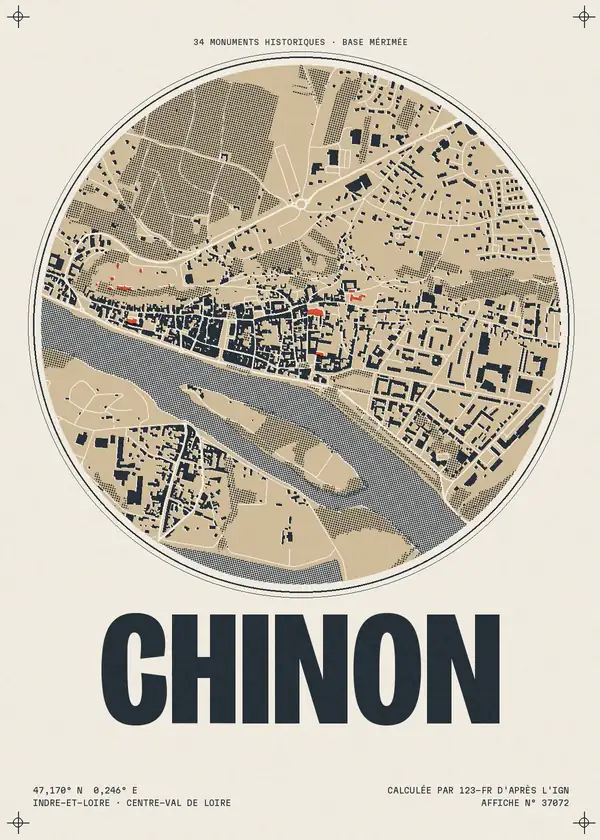 Affiche de Chinon, calculée par 123-fr d'après l'IGN