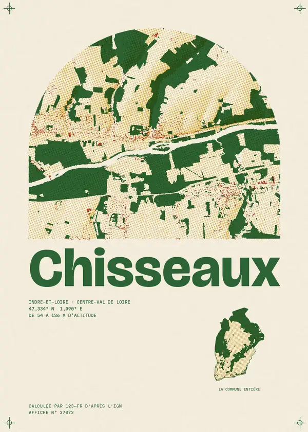 Affiche de Chisseaux, calculée par 123-fr d'après l'IGN