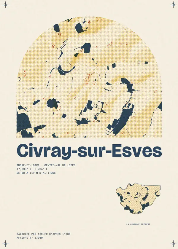 Affiche de Civray-sur-Esves, calculée par 123-fr d'après l'IGN