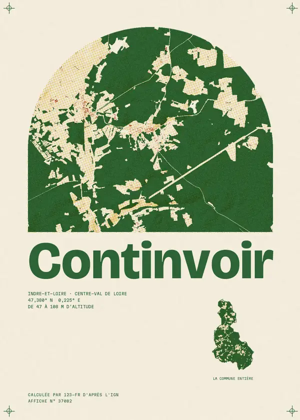 Affiche de Continvoir, calculée par 123-fr d'après l'IGN